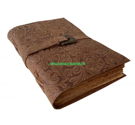 Brown Soft Leather Buckle Lock Key Leather Journal
